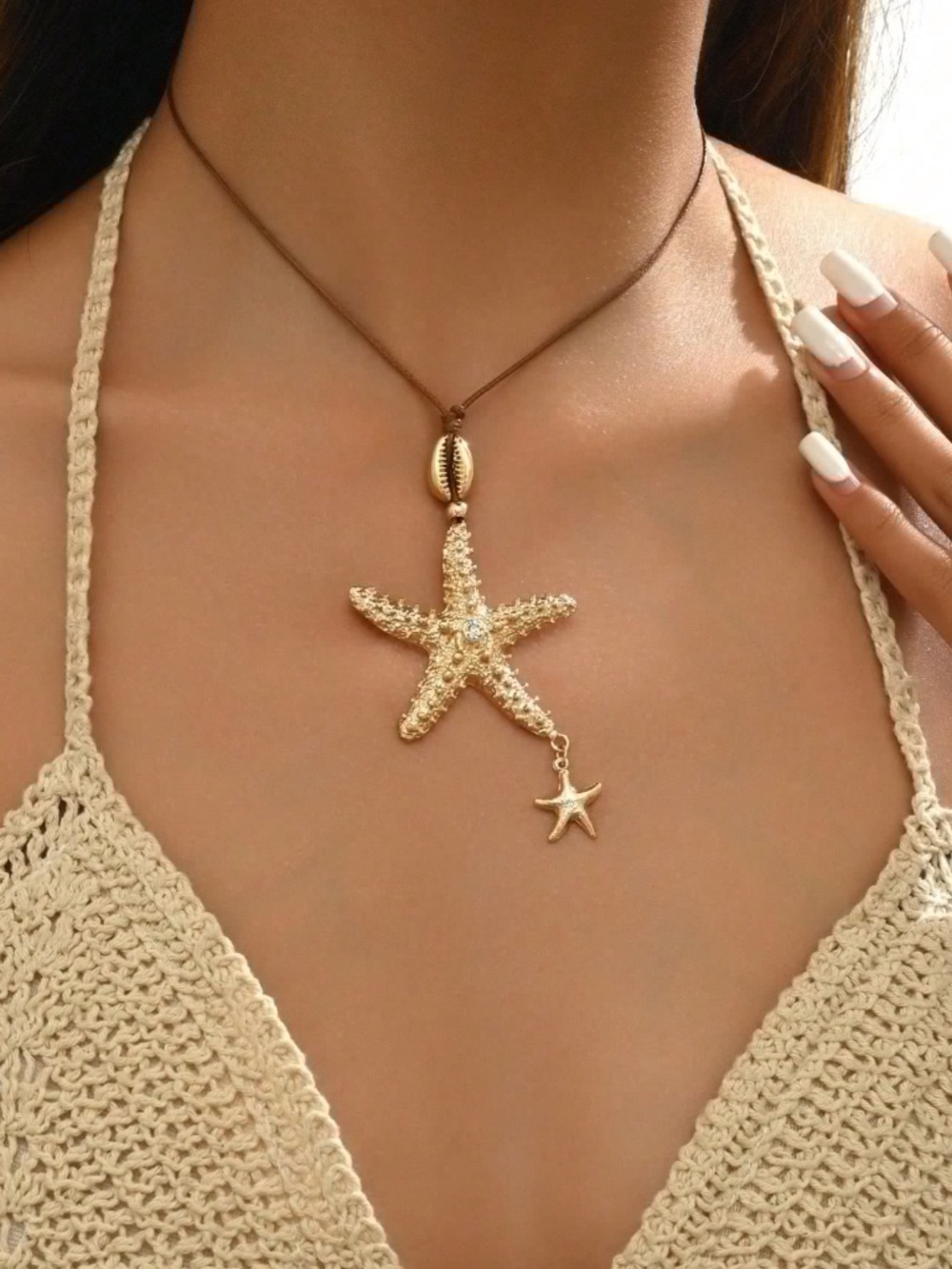 Gold Starfish Charm Necklace - Women Jewelry